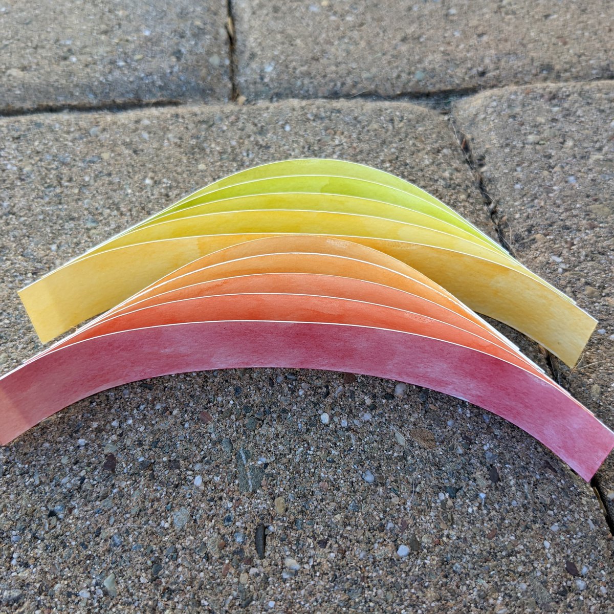 eweinhoffer's tweet photo. (32 of 52) Rainbow Rockers.
Still having fun working with watercolor paper that has bent after it dries. I cut the strips that make up these rockers precisely so they could be glued together in the same way.
#watercolorpainting #watercolors #artweekly #painting https://t.co/sEHRJo9owN
