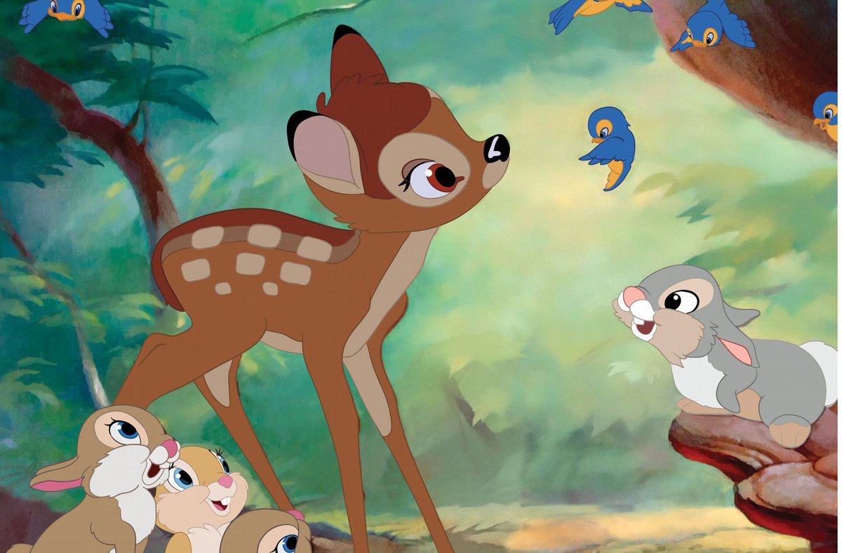 8. August 1942 
Walt Disneys fünfter abendfüllender Trickfilm Bambi, dessen Produktion fast fünf Jahre gedauert hat, hat Weltpremiere in London. Wegen seiner schockierenden Konfrontation mit dem Tod erklärte ihn das Time-Magazin zu einem der Top-25-Horrorfilme. #Bambi80