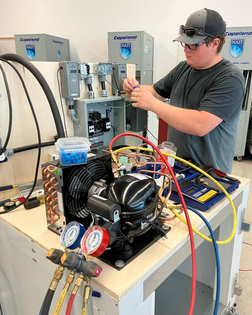 NAIT_HVACR's tweet photo. Training with Tanner Harbin. #worldskills #skillscanada #teamcanada #skillsalberta https://t.co/ItYekSgxSJ