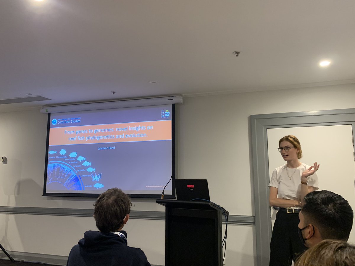 ecolology's tweet photo. Amazingly animated and beautiful presentation on UCE pipelines and how-to-tree in angelfish by @Lau_Baraf at #AMSA2022!! https://t.co/aonMmS2fhB
