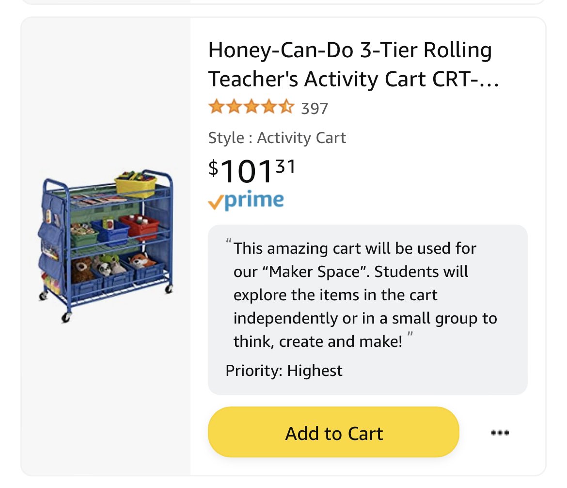kellyellen90's tweet photo. @marcuslemonis @rhildebrand23 Love this opportunity for this cart for my #classroom. #Makerspace is a DIY space for exploration where my students can gather to #create, #invent and #learn. 📌 #clearthelist #clearthelists2022 #teachertwitter #MagentaMagic ✏️ https://t.co/HKt3hABYWd support / retweet 🍏 TY https://t.co/Wf146KKMBg