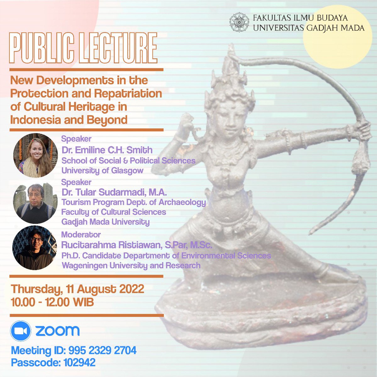 DrEmilineSmith's tweet photo. Excited to be back in Yogyakarta! Tune in for my session with Dr Tular Sudarmadi of @UGMYogyakarta  &amp; Dr Rucitarahma Ristiawan of @WUR on new developments in the protection and repatriation of cultural heritage in Indonesia and beyond #illicittrade #coloniallooting #repatriation https://t.co/KC9Furapvj
