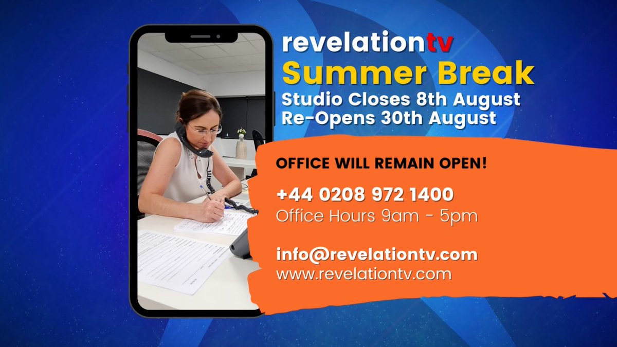 RevelationTV on Twitter "📺 Remember our Studios close from today for a