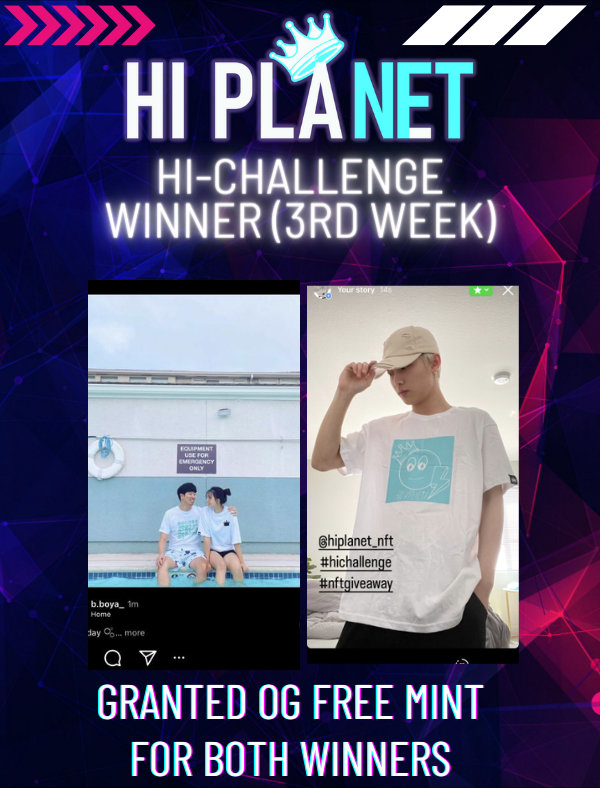 HIPLANET_NFT's tweet photo. 🎉3rd HI-Challenge Winners🎉
😚 Congrat for both Planeteers !!
There's a lot of giveaway(OG free mint & merch) !
Please don't miss out chance🚀🚀
https://t.co/Bp14oiAqkd
#merchgiveaway #hichallenge #UtilityNFT #NFTCommunity #NFTs https://t.co/C0JSa3f2sr
