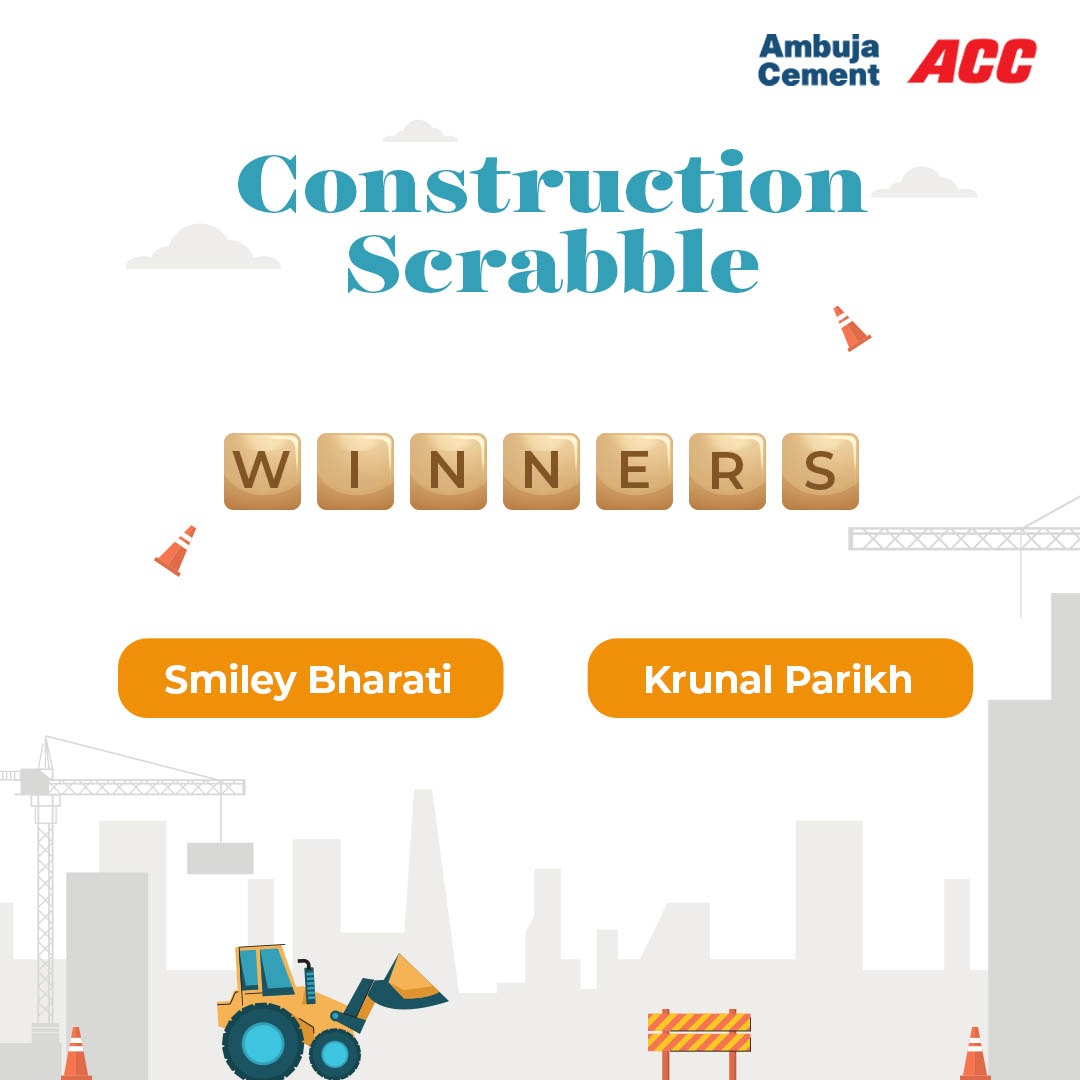 AmbujaCementACL's tweet photo. We are excited to announce the winners of our Construction Scrabble! Congratulations on winning exciting Amazon vouchers.
#construction #scrabble #contestlover #winners https://t.co/WtZRXu3n18