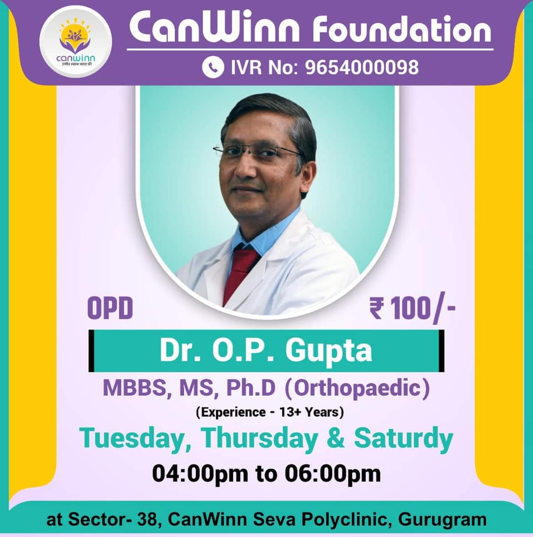 officialcanwinn's tweet photo. Dr JP Mehrotra MBBS Gold Medalist Genral Physician &amp; 
Dr OP Gupta MS PHD Orthopaedic visits our Rajendra Park Clinic 
OPD charges @Rs 100/- Call - 9654 0000 98 for Appointment

#CanwinnFoundation https://t.co/KiYWMQlZGj