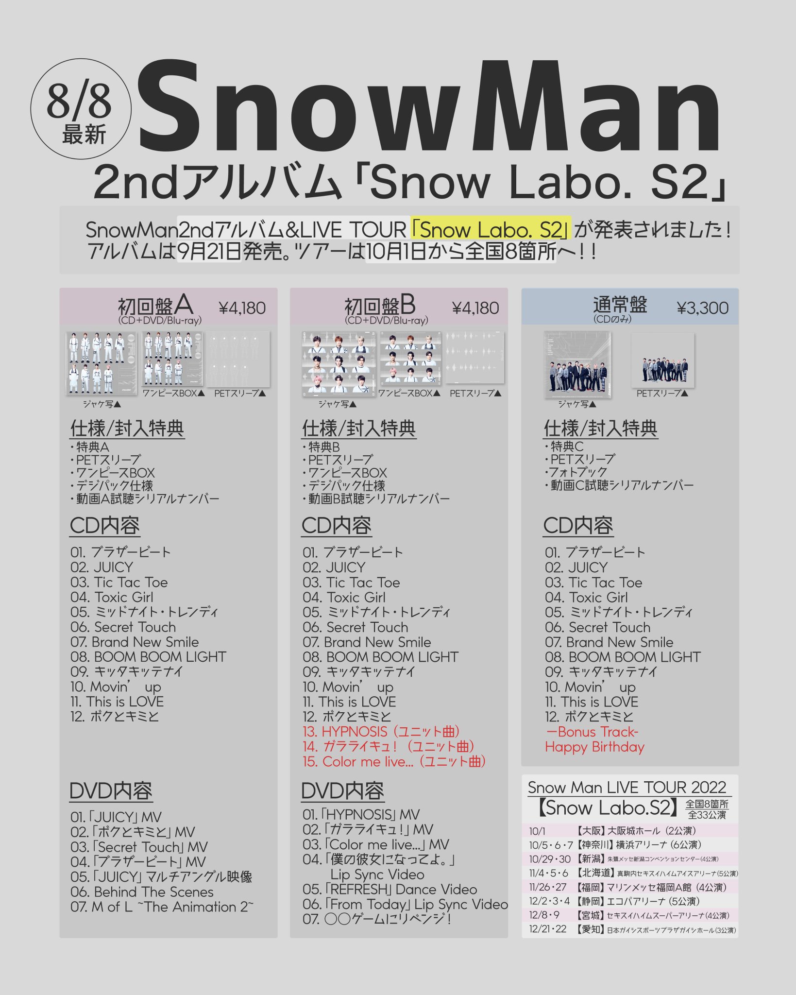 お買得 SnowMan アルバム SnowLabo.S2 3形態 lepiceriedeshalles.coop
