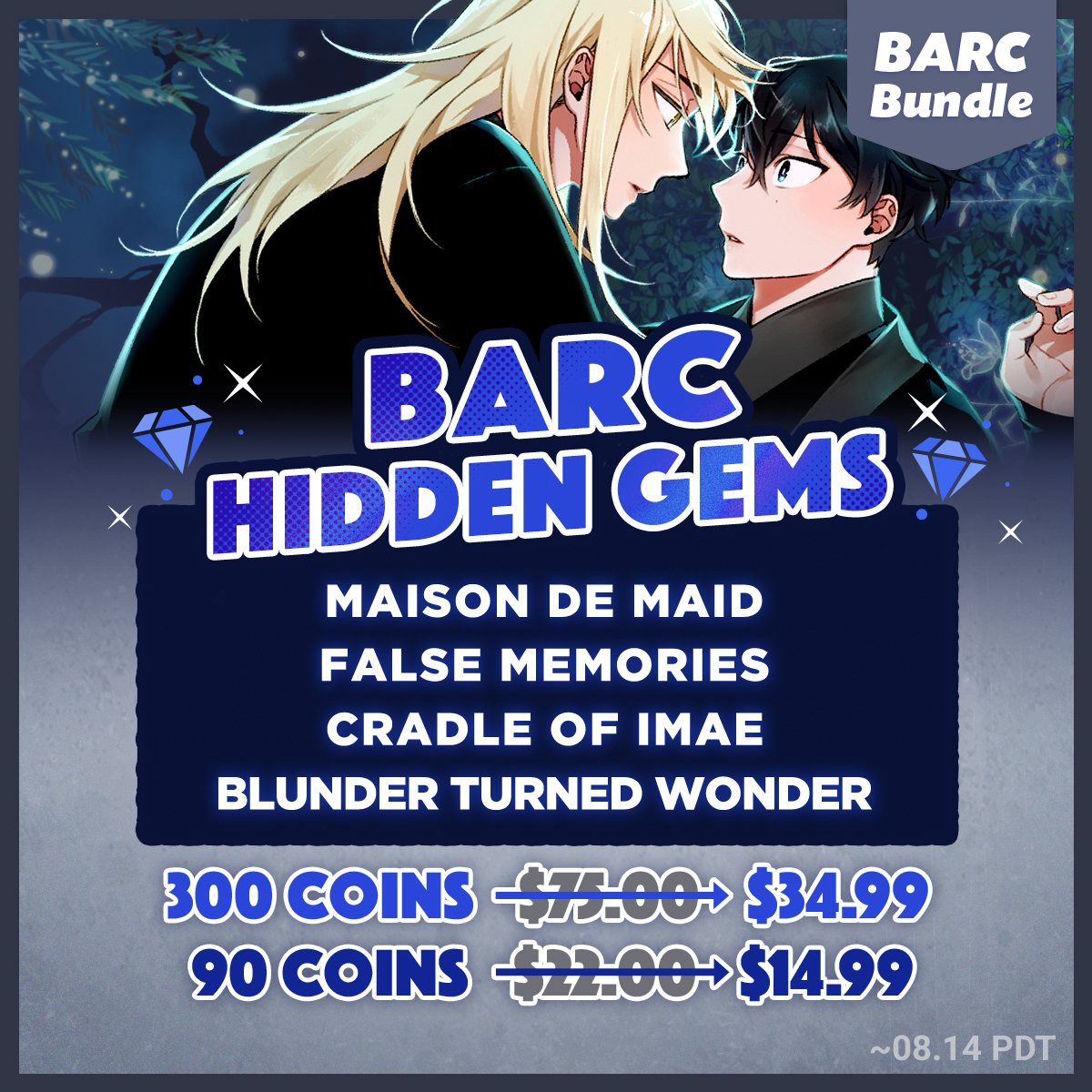 LezhinComics_US's tweet photo. πBARC ALERT π
πHIDDEN GEMSπ π https://t.co/8eD6ojsqdK
π300 Coins / $75.00 β‘οΈ only $34.99
π90 Coins / $22.00 β‘οΈ only $14.99
β° Limited Time Only: ~ Aug 14th (PDT)
#BARCHiddenGems #onlyonLezhin #lezhincomics #comicsales #coinsales https://t.co/lUfNDpE2hc
