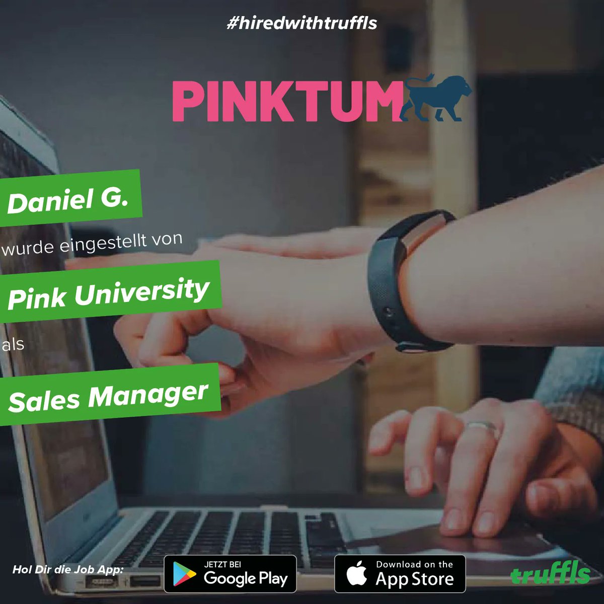 truffls's tweet image. Schönes Match - Daniel &amp;amp; Pink University 💚 
#truffls #jobapp #job #jobs #hired #recruiting #recruiter #talent #hire #newjob #personalwesen #hr