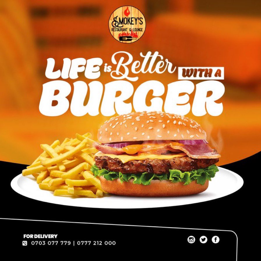 SmokeysKla's tweet photo. How about you start your new week with new vibes only here at Smokey’s Restaurant &amp; Lounge🥳
Trust us with your Appetite please 🍽

📍Nakasero Road next to South Africa High Commission.

☎️ 0703077779 https://t.co/mESOvn0sdx