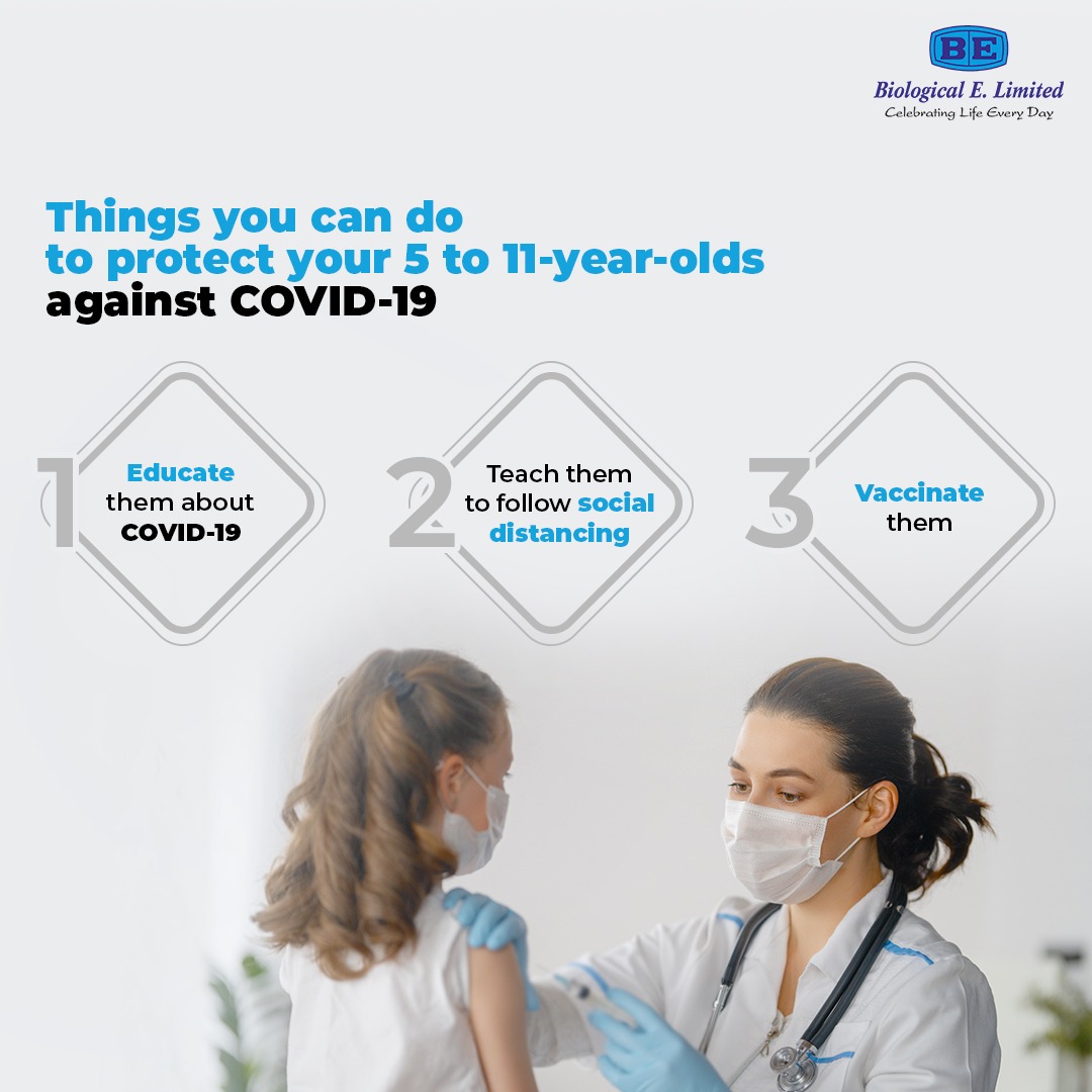 biological_e's tweet photo. As India makes progress in vaccinating its population of 12 years &amp; bove, our 5 to 11-year-olds are still facing the pandemic without the protection of vaccines. Meanwhile, the govt takes a decision to ensure they are well protected. 

#BiologicalE #Corbevax #vaccination #COVID19 https://t.co/0ry3VmQmM0