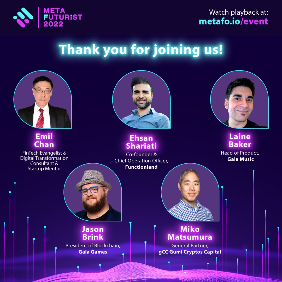 metafo_io's tweet photo. Round of applause to our speakers and audiences for joining us at Meta Futurist! 

GRATEFUL to have our respectable speakers 😇
@cnemil
@ehsan6sha
@bainelaker
@BitBenderBrink
@mikojava

Do watch the playbacks at: https://t.co/bb4oYGMhf4 

See you all again soon! https://t.co/WFoY4g4o16