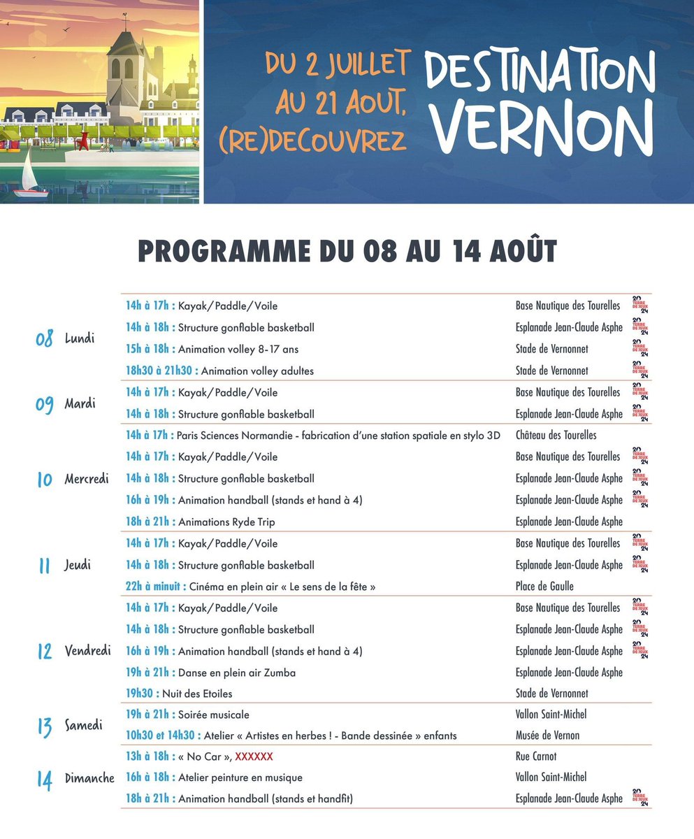 VilledeVernon's tweet photo. [#DestinationVernon☀️]

On fait quoi cette semaine 🤔 ?

Demandez le programme 😎 👇 https://t.co/rLYoQUM2dO