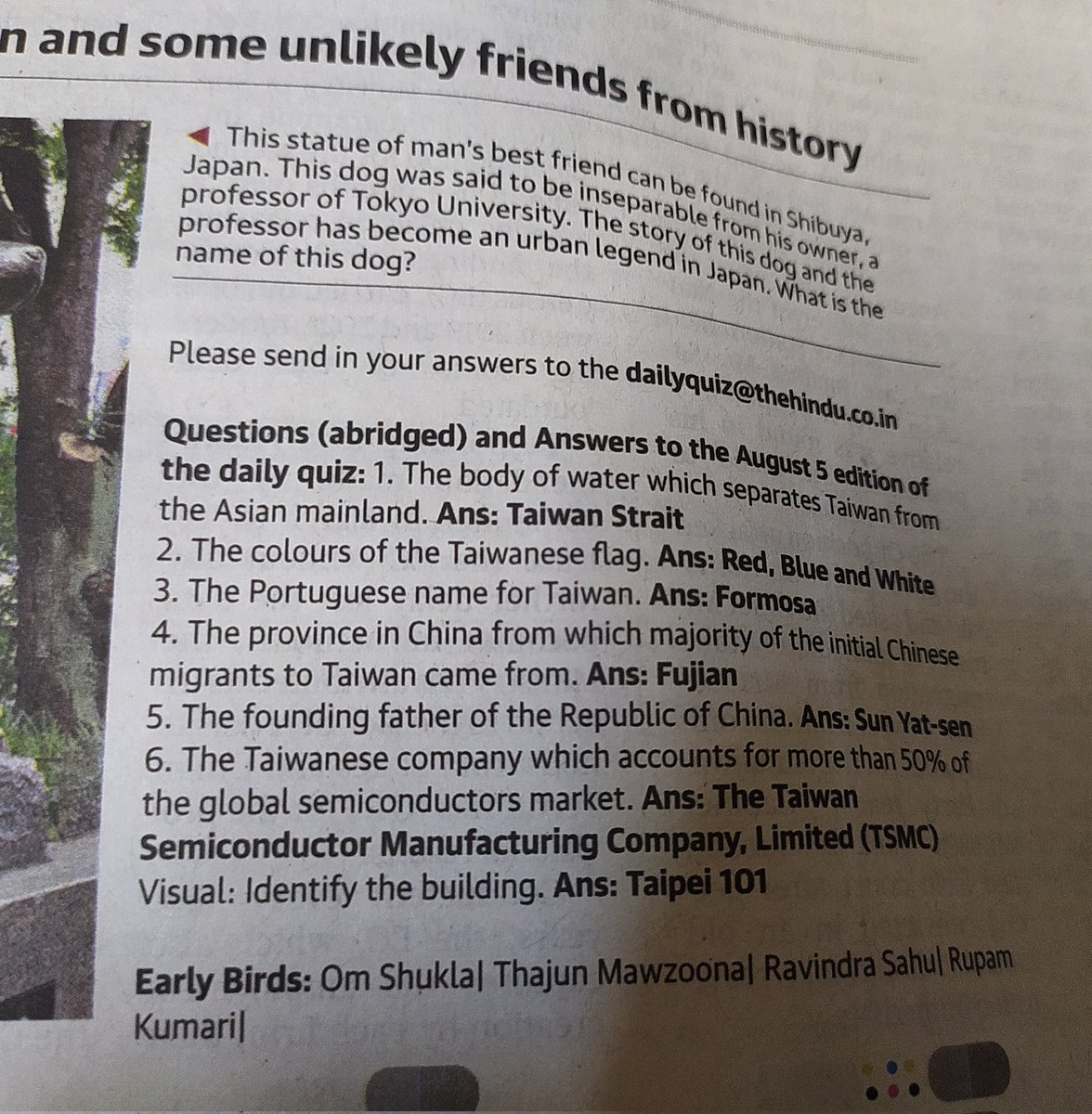 OMShukla1212's tweet photo. Attempted some daily quizzes on Taiwan @the_hindu https://t.co/ejAASTr0qf
