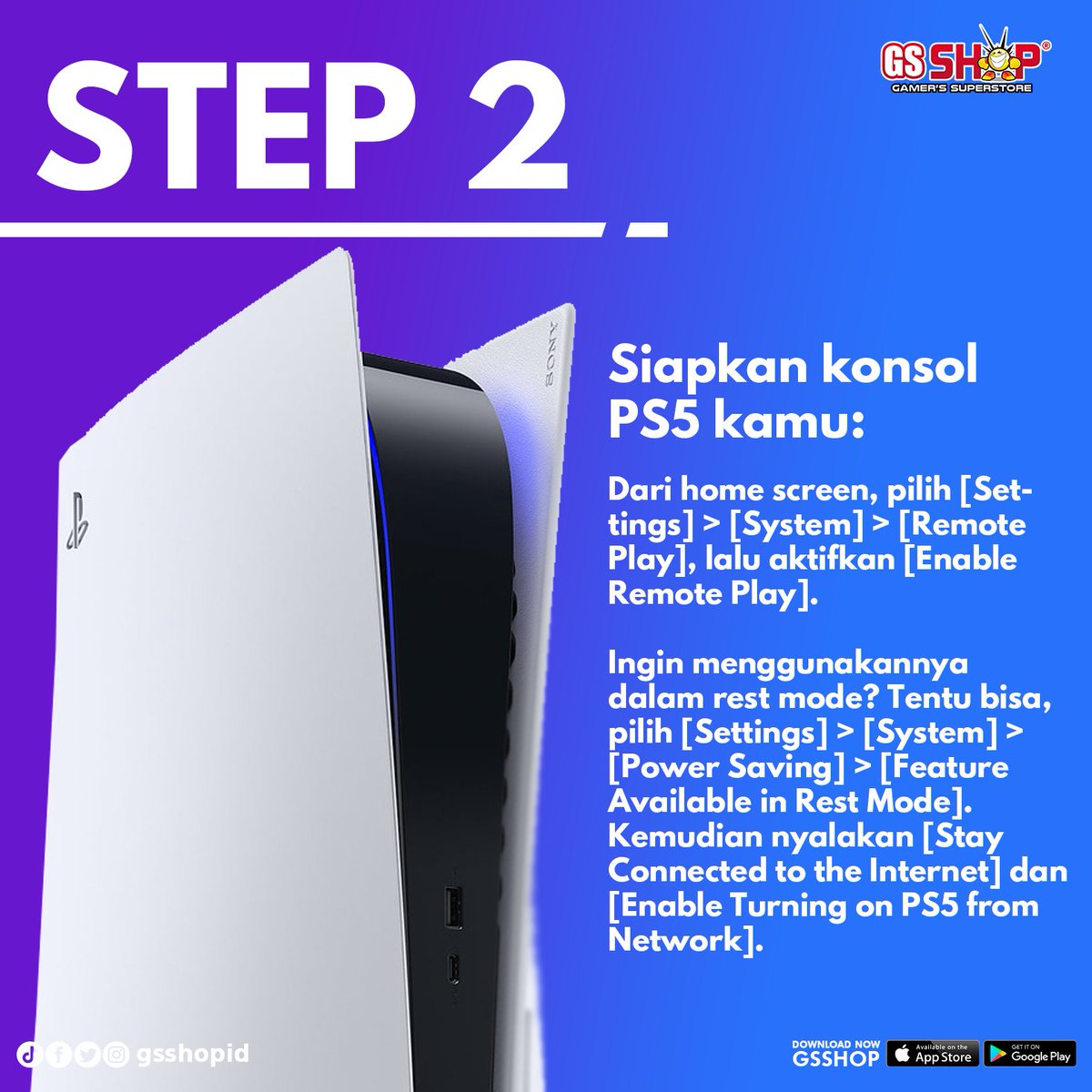 GSShopID's tweet photo. Mau main PS tanpa harus di depan TV? Bisa banget loh..
Admin ada tutorial untuk remote play PlayStation 4 dan PlayStation 5 kalian nih, disimak ya...
Ada yang udah pernah nyoba?
#gamerssuperstore #GSSHOPID https://t.co/AAAv48KtXa