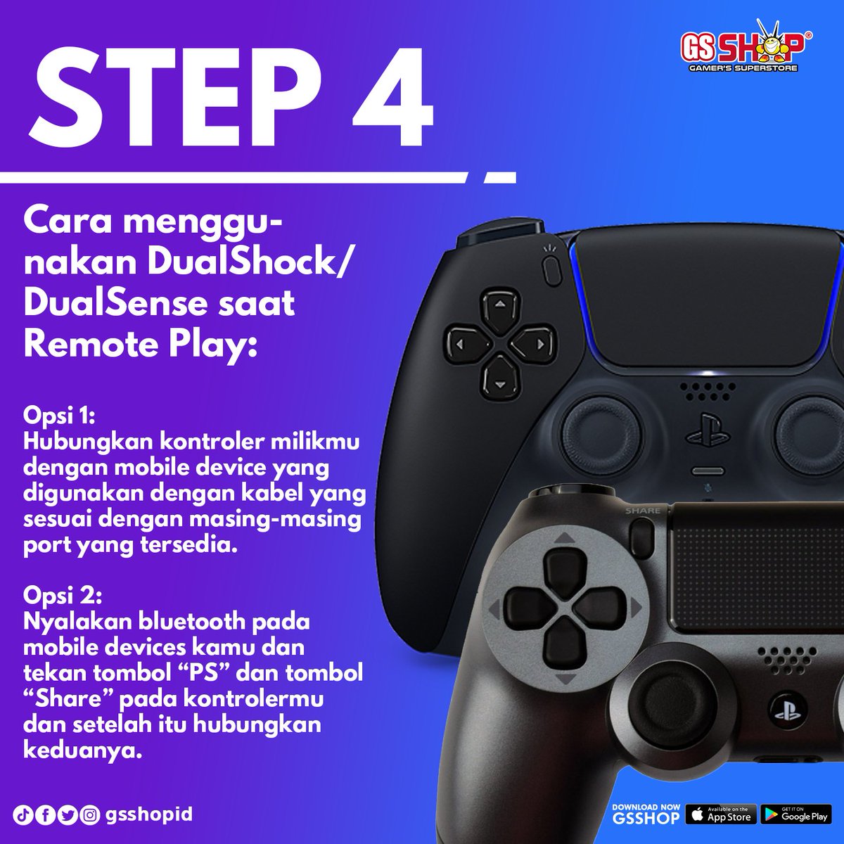 GSShopID's tweet photo. Mau main PS tanpa harus di depan TV? Bisa banget loh..
Admin ada tutorial untuk remote play PlayStation 4 dan PlayStation 5 kalian nih, disimak ya...
Ada yang udah pernah nyoba?
#gamerssuperstore #GSSHOPID https://t.co/AAAv48KtXa