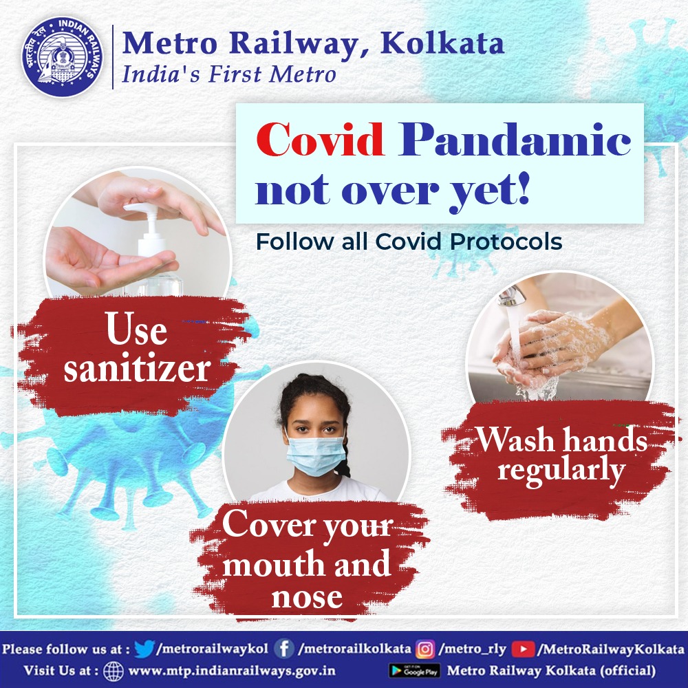 metrorailwaykol's tweet image. Follow all #CovidProtocols. Pandemic is not over yet. #Unite2FightCorona #KolkataMetro #coronavirus #health #covidawareness #hygiene #Kolkata #awareness #kolkatadiary #kolkatacacophony #kolkatabuzz
