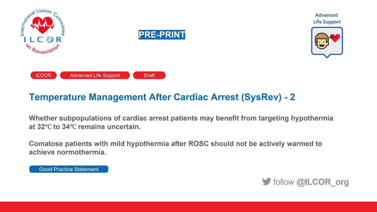 Ilcor_org's tweet photo. #ILCOR #AdvancedLifeSupport A few trials have found better neurologic outcomes with mild hypothermia, but the combined data does not support this #TemperatureManagement #CardiacArrest https://t.co/oyjnjX16SD