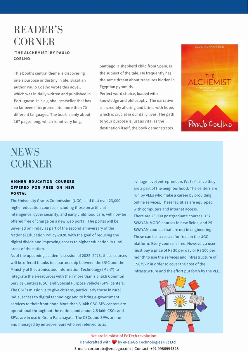 erelego's tweet photo. Presenting Issue 22 of ePatra from @erelego . ePatra is the official newsletter from @erelego and here we have Volume 1, Issue 22.
#newsletter #ePatra #eReleGo #eGenius https://t.co/XOoEZJiuCB