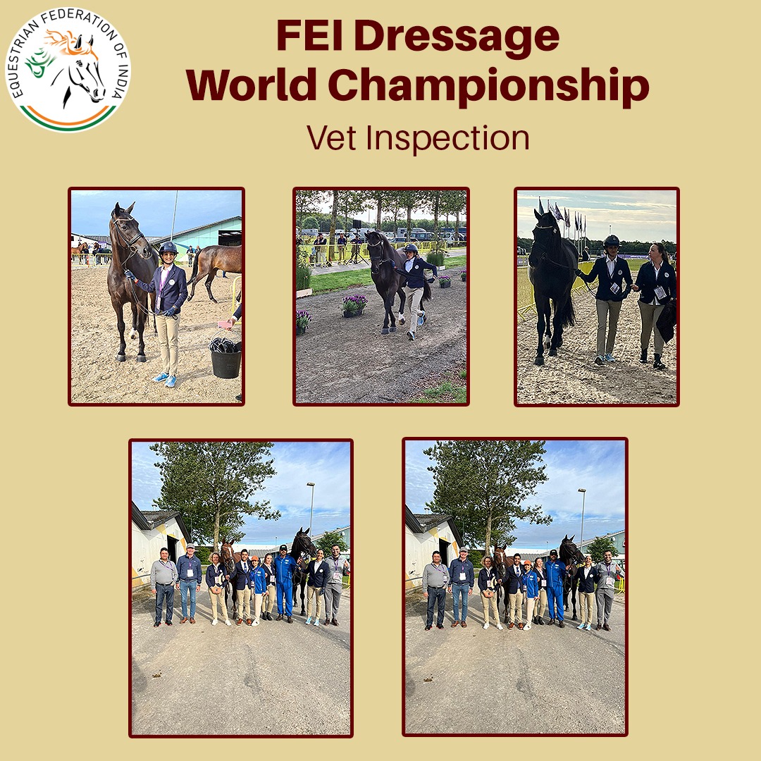 Efi_India's tweet photo. Here is a glimpse of the vet inspection from the ongoing FEI World Dressage Championship.
All the best to our beloved equestrian Anush Ag. and Shruti V. as they have qualified to compete in the FEI Dressage World Championship, held from 5-11 Augโ22.
#vetcheckup #vetcheckdoneโ๏ธ https://t.co/hxuExtzyDF