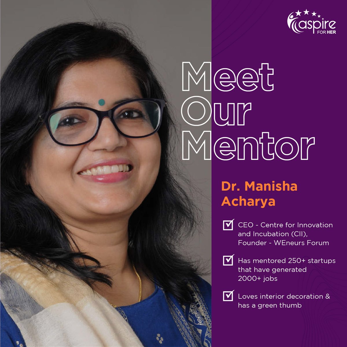 her_aspire's tweet photo. As an #EntrepreNaari, it’s valuable to have a startup mentor to help you figure out your strategy and guide your growth. Our mentor Dr. Manisha Acharya answers the call. Head to the Mentor page of our website to get started.

For #AFHMembersOnly. https://t.co/zU2A4JYITD