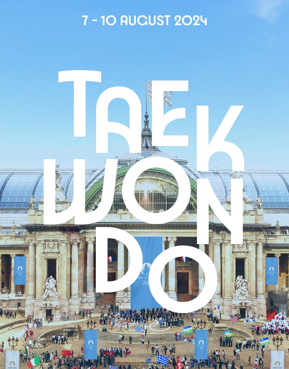 It's official : taekwondo will take place from August 7th to August 10th in the nave of the Grand Palais in Paris in 2024 🥋 
There will be medal events on each days of competition 🥇

#Paris2024: it's happening now! 
All the info about ticketing: paris2024.org/en/tickets/