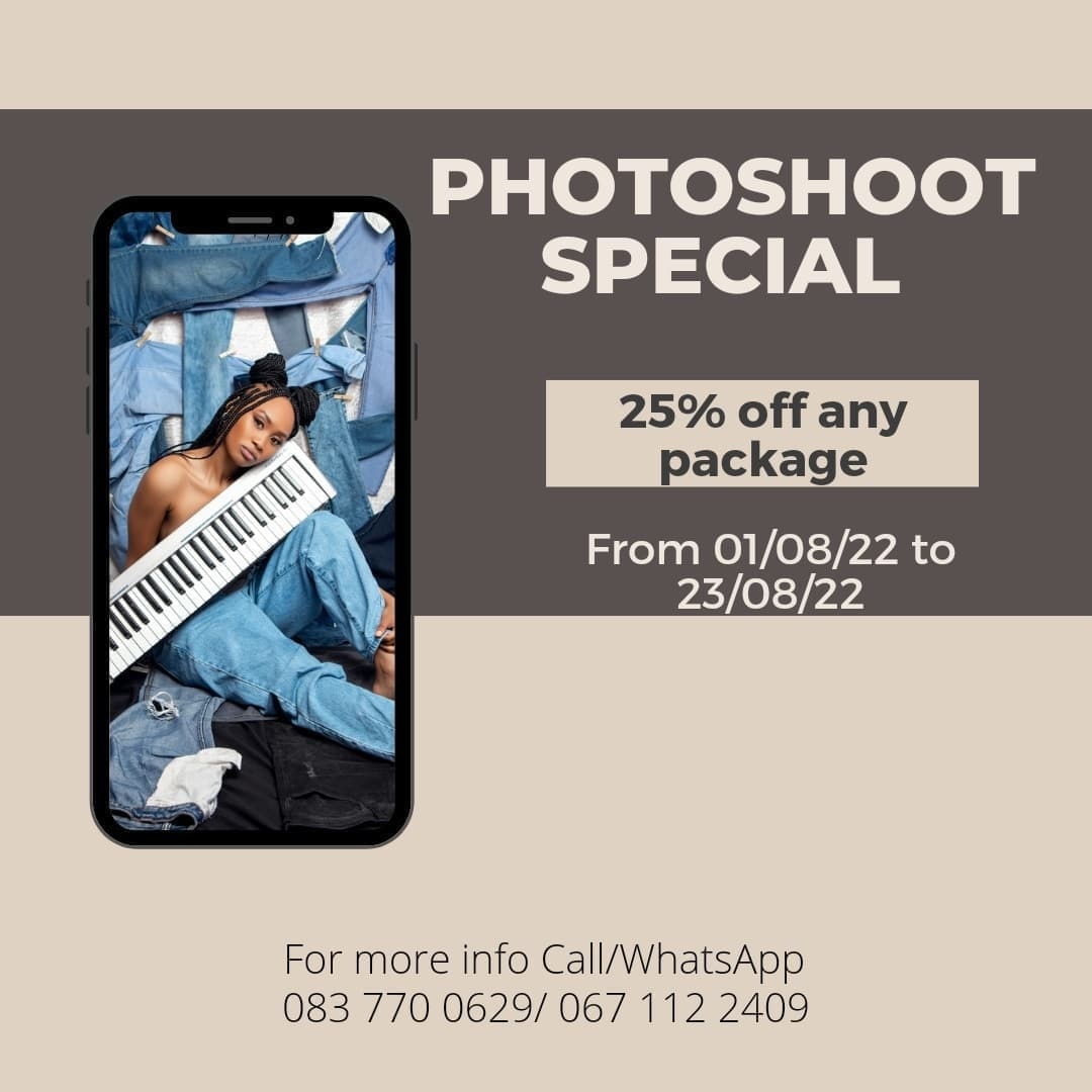 ExcPhotoStudios's tweet photo. Top of the morning family. We've got exciting news😎 Get your Photoshoot at a discounted price from the 1st of September valid until the 23rd of September. 25% OFF ANY package. Yes that's right

To book Contact 083 770 0629/067 112 2409 or email Exclusivephotostudioss@gmail.com https://t.co/dm6dUiuJeV