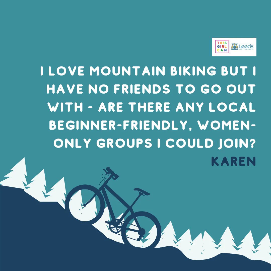 LeedsGirlsCan's tweet photo. Can anyone help Karen. She loves mountain-biking but she rides alone. She's looking for a local, beginner-friendly, women only group she could join. Can you help Karen find her mountain-biking tribe? 🚴🏽‍♀️  🚴🏽‍♀️ 
#AskLeedsGirlsCan #MountainBiking #Leeds #ActiveLeeds https://t.co/Jew2W41A7w