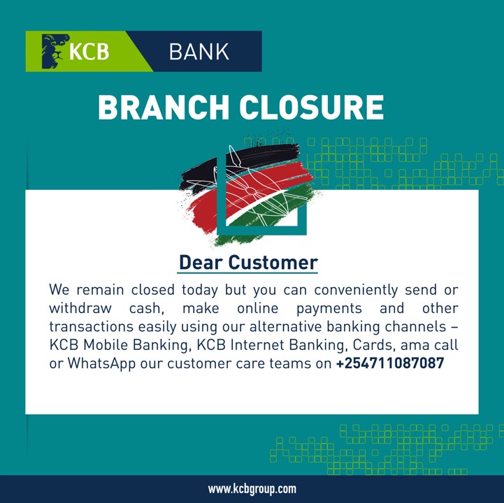 KCB Group on Twitter "We remain closed today but you can conveniently