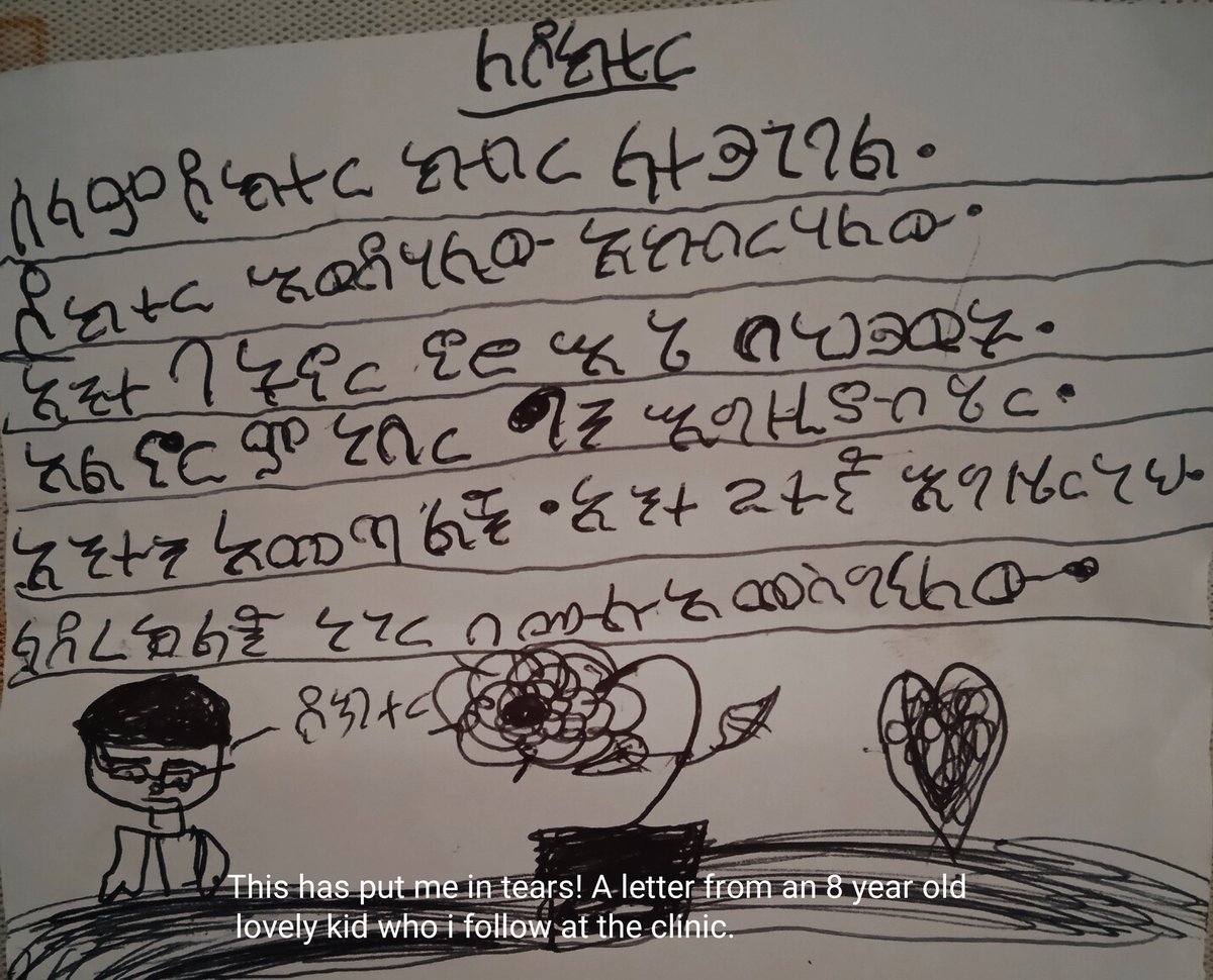 It made me cry seeing a letter from my client, a lovely eight year old kid. I asked myself what can I do more and be more humble to serve my community who are such hearted and giving. <a href="/AbiyAhmedAli/">Abiy Ahmed Ali 🇪🇹</a> <a href="/lia_tadesse/">Lia Tadesse</a> <a href="/DrSenait/">Professor Senait Fisseha</a> <a href="/DemekeHasen/">Demeke Mekonnen Hassen🇪🇹</a> <a href="/amirabiy/">Amir Aman, MD</a> <a href="/PMEthiopia/">Office of the Prime Minister - Ethiopia</a>