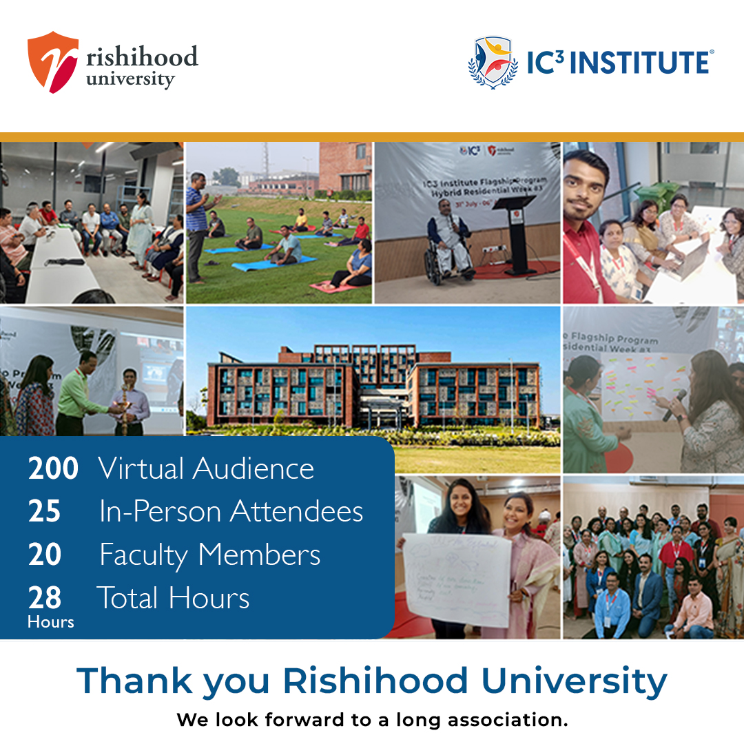 Ic3Institute's tweet photo. Thank you @RishihoodUniversity, for filling our hearts with joy and leaving us with a lot to ponder upon. All the sessions were very well-organized and super informative. We look forward to a long association with you.
#WeareIC3 #IC3Institute #CareerCounseling #HRW #Education https://t.co/h7Rfnepq2F