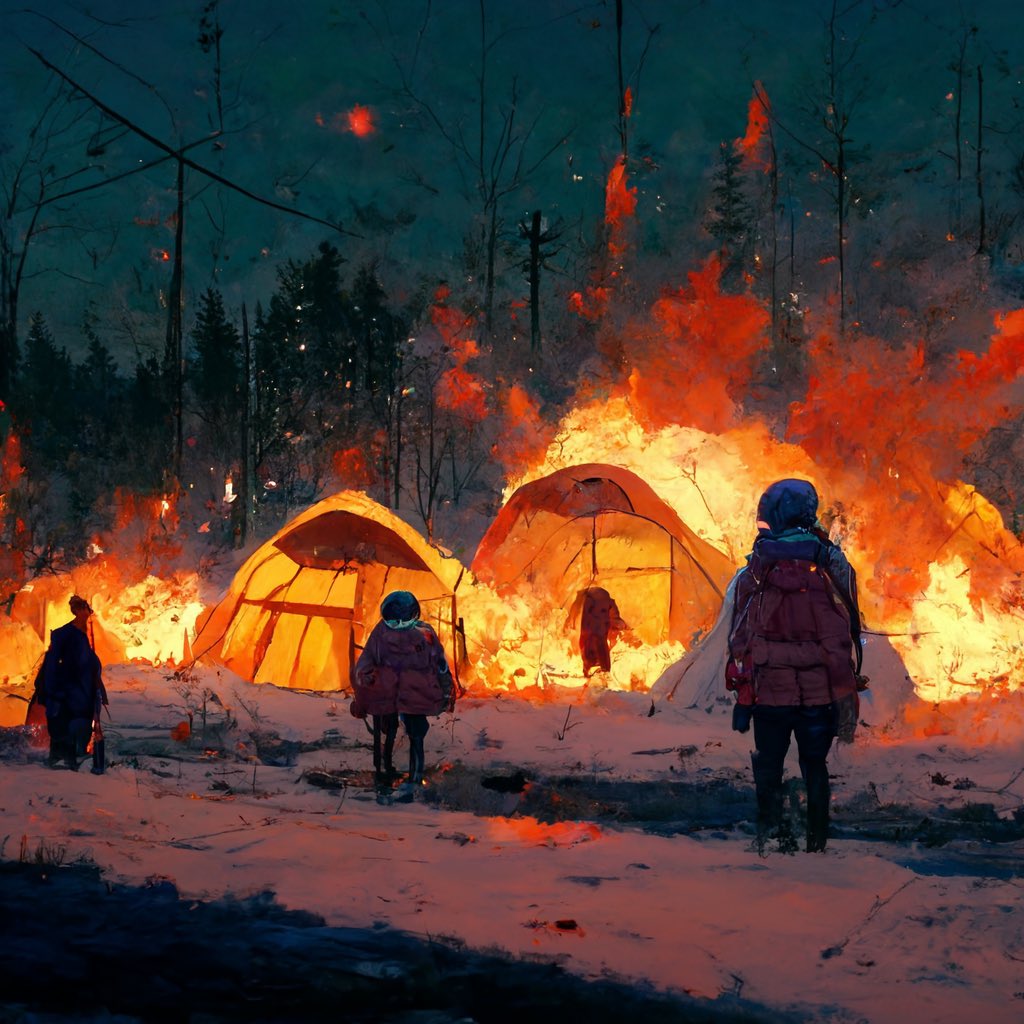 Aiに ゆるキャン をリクエストして絵を描かせたらバイオレンスかつハードなキャンプが始まってしまった Togetter