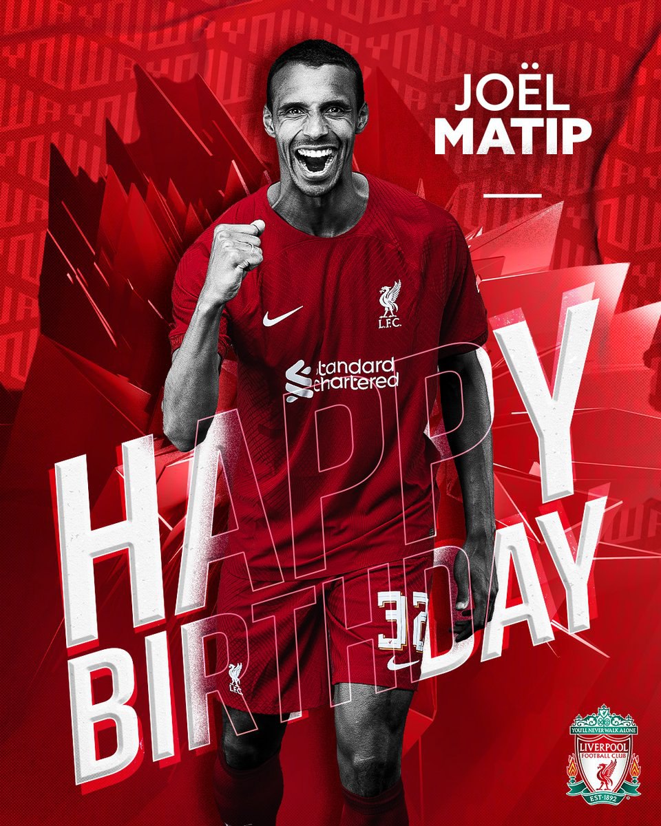 Joel Matip esta de cumpleaños hoy, la jirafa esta celebrando su cumpleaños número 31
Happy Birthday Joel   