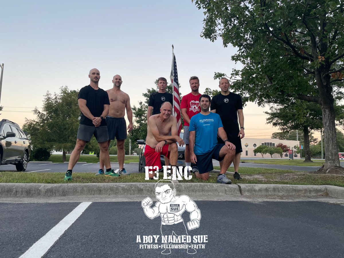 F3ENC's tweet photo. 42 PAX pushed each other for 45 minutes:

5 @ #breakdown 
22 @ #mash
8 @ #thecollardpatch 
7 @ #aboynamedsue 

#f3enc 
#f3nation 
#f3counts https://t.co/TMhbhkPoza