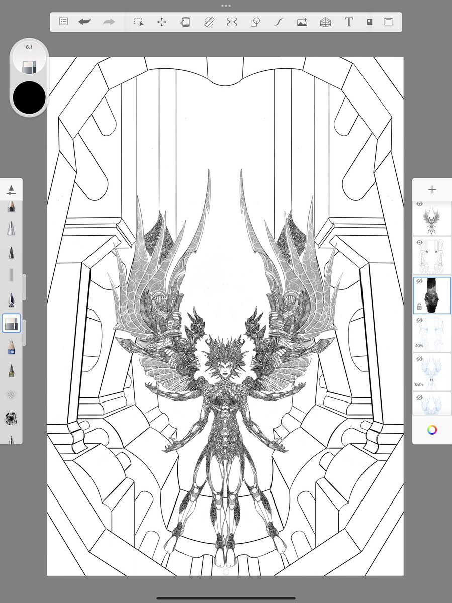 More progress #wip #drawing #drawing🎨 #artwork #art #digitalart #digitaldrawing #digitalink #design #inking #inkart #linedrawing #lineart #disegno #dibujo #dibujodigital #wings #wingedcreatures