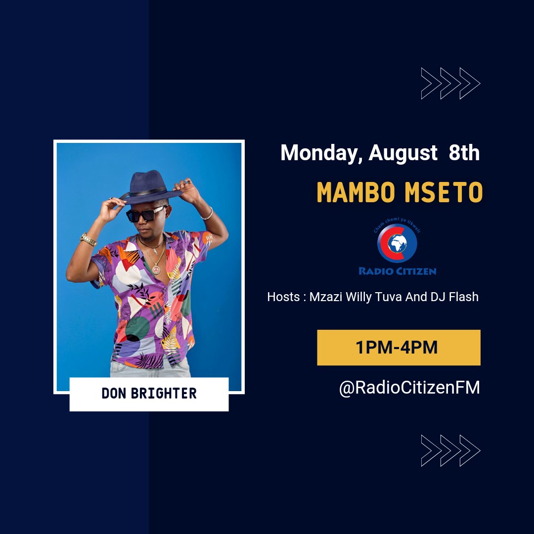mzaziwillytuva's tweet photo. Tuko tayari kwa uchaguzi kufanya maamuzi ya kuchagua viongozi kesho. Meanwhile tuko live on #MamboMseto 1pm-4pm @RadioCitizenFM | Pata habari na burudani pia tuki-link up na Mauki 26 akituletea makala ya #Mseto255 | Our guest is @donbrighter https://t.co/tlsjNXZWJ9
