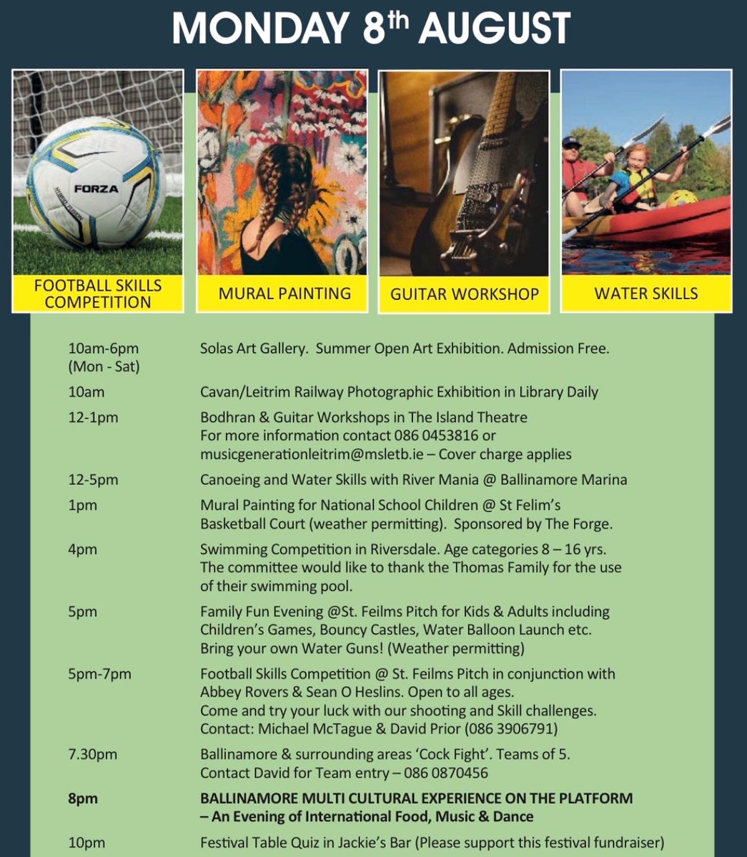 BallinamoreFest's tweet photo. Day 2! 

#TheBallinamoreBoomIsBack #Ballinamore #BallinamoreFestival #Leitrim #VisitLeitrim #VisitBallinamore #Ireland #DiscoverIreland #FreeMusic #Free #FamilyFestival #robertmizzell #johnnybrady #biggenerator #thetumblingpaddies #musicfestival #music #festival #livemusic https://t.co/aVir6Xt6ZS