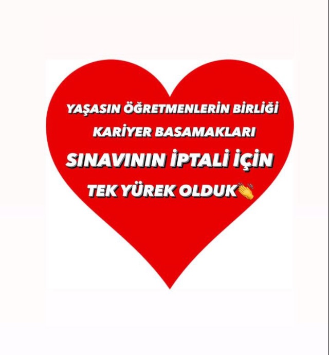 Uzmanlık sınavı;
Öğretmenlerin ayrıştırılması
bizleri rencide ediyor,
Okullarda birliğimizi bozbilir düşüncesiyle,
#sınaviptalosun
#mebsınavıiptalet #ogretmenlertekyürek