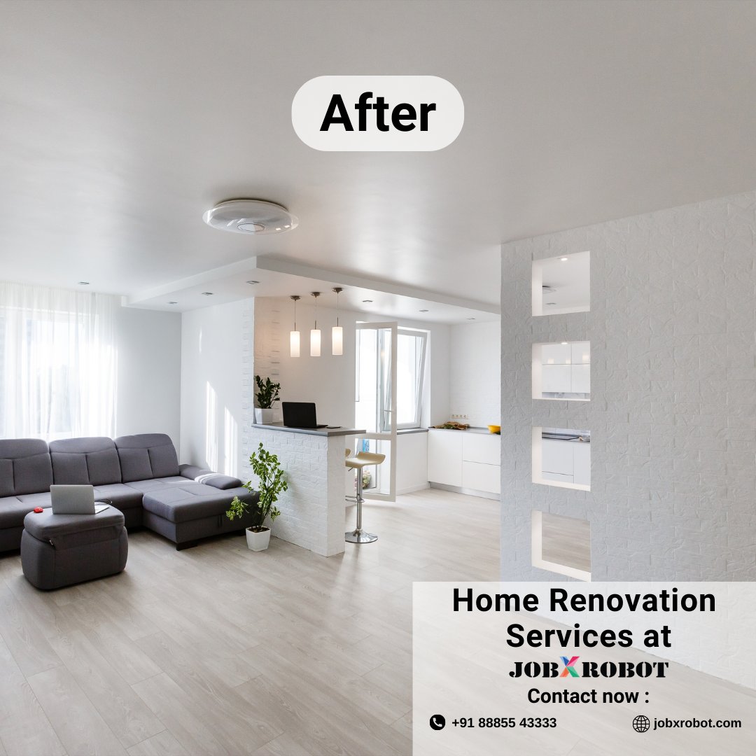 JobXRobot's tweet image. We make the renovation process an enjoyable and seamless experience for you. Let us help you design and renovate the kitchen, bathroom or any other space you have in mind. Call us today to schedule your consultation.  #beforeandafterinteriors #homerenovationproject  #JobXRobot