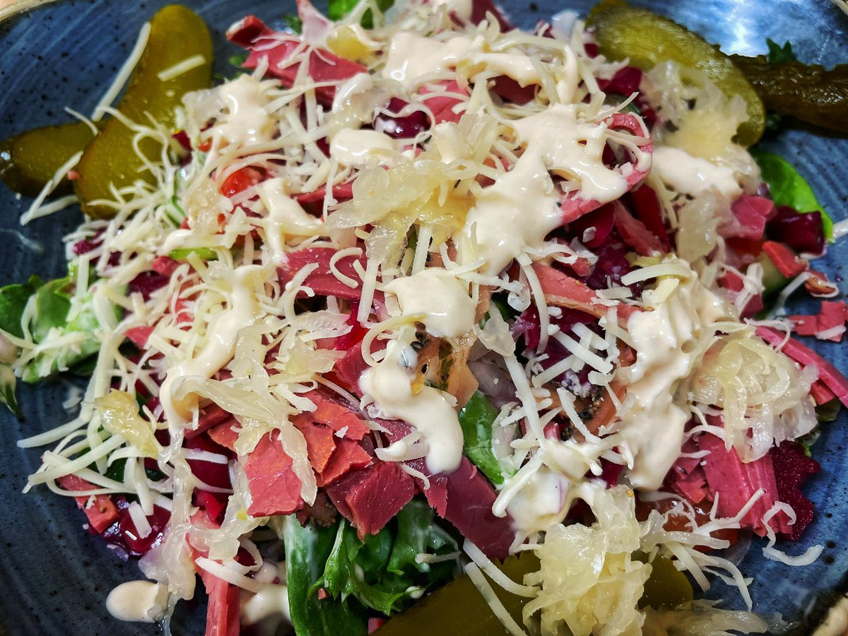 crossingptcafe's tweet photo. The Rustic Reuben Salad from our summer menu! #cafe #crossingpointcafe #kirkbylonsdale #cumbria #reuben #reubensalad #eatinortakeaway https://t.co/EiHaZkvvOR