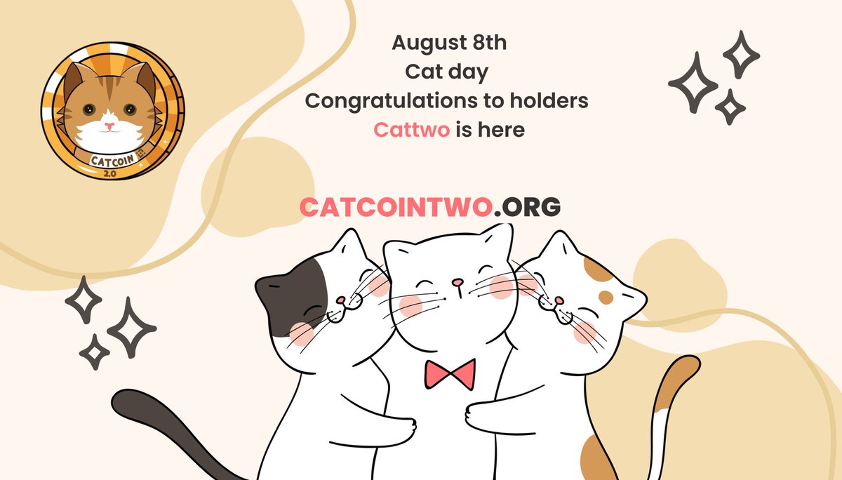 venusha_MIMA's tweet photo. #CatCointwo 🐈
✏️ HAPPY INTERNATIONAL CAT DAY
😻😻
Our contract is fully renounced 😼
🔺
#binance
#Smartchain
👇
https://t.co/hYJpGwqYp2
🔺
#BSC #Next100XGEMS #CryptoNews #blockchain #Crypto #BNB https://t.co/yj0JZKns7E