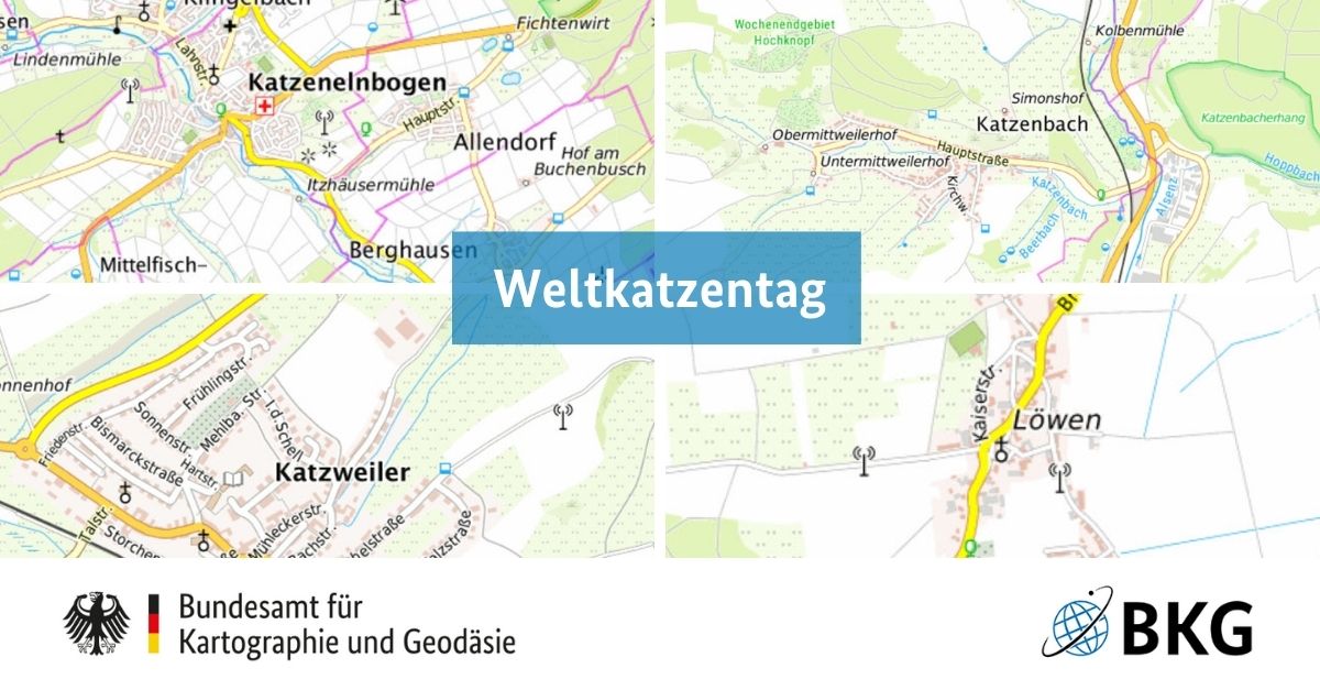 BKG_Bund's tweet photo. 🐈‍⬛ Katzenelnbogen, Katzenbach, Katzweiler, Löwen

Zum #Weltkatzentag haben wir ein paar schöne #Katzen-Orte für euch. Bestimmt kennt ihr noch mehr. Schreibt sie uns in die Kommentare! ⬇️

#Katzentag #LustigeOrtsnamen https://t.co/06U1AFefCO