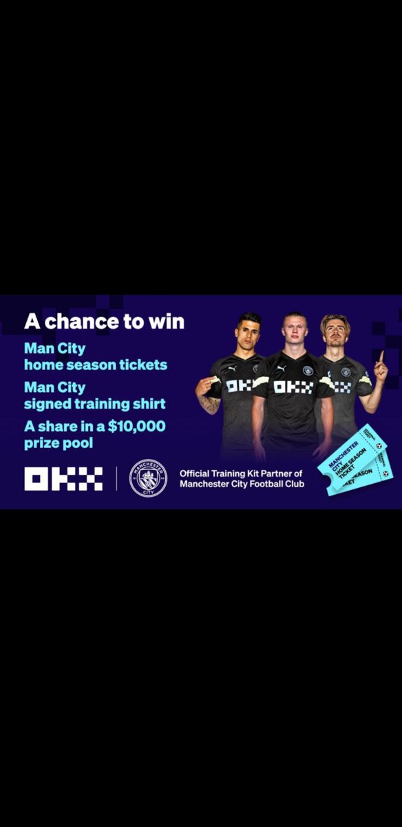 terry_own's tweet photo. @agiu_marius @eusunt17 @TroddH @ManCity @premierleague @okx A chance to win Man City home season tickets 🎟 Man City signed training shirt👕&amp; a share in a $10,000 prize pool https://t.co/mZKaGDbnA7