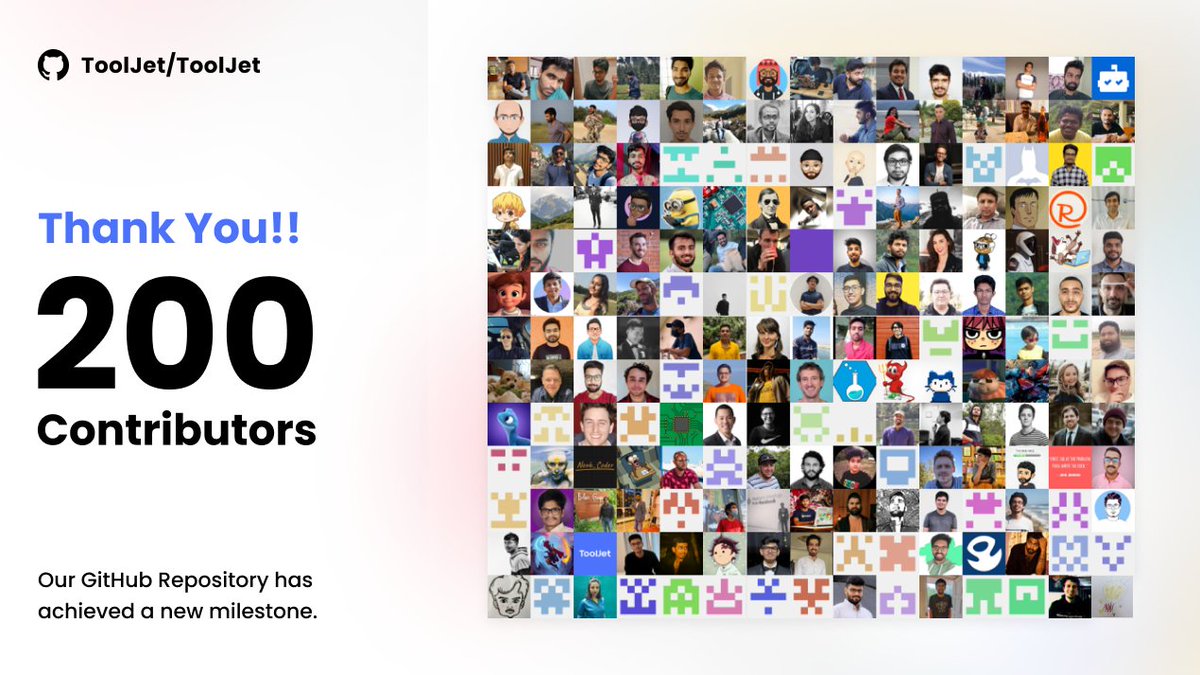 We're now a strong family of 200+ contributors across the Globe.🚀

Shout out to everyone for making this happen! 👏

#javascript #OpenSource