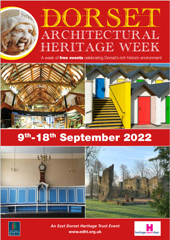 Dorset Architectural Heritage Week is back! 
To download the brochure please follow the link below. 
edht.org.uk/dahw/
Castles, Churches, House, Theatres and more! 
For bookable events please follow the link below. 
tinyurl.com/mrxzmrmd