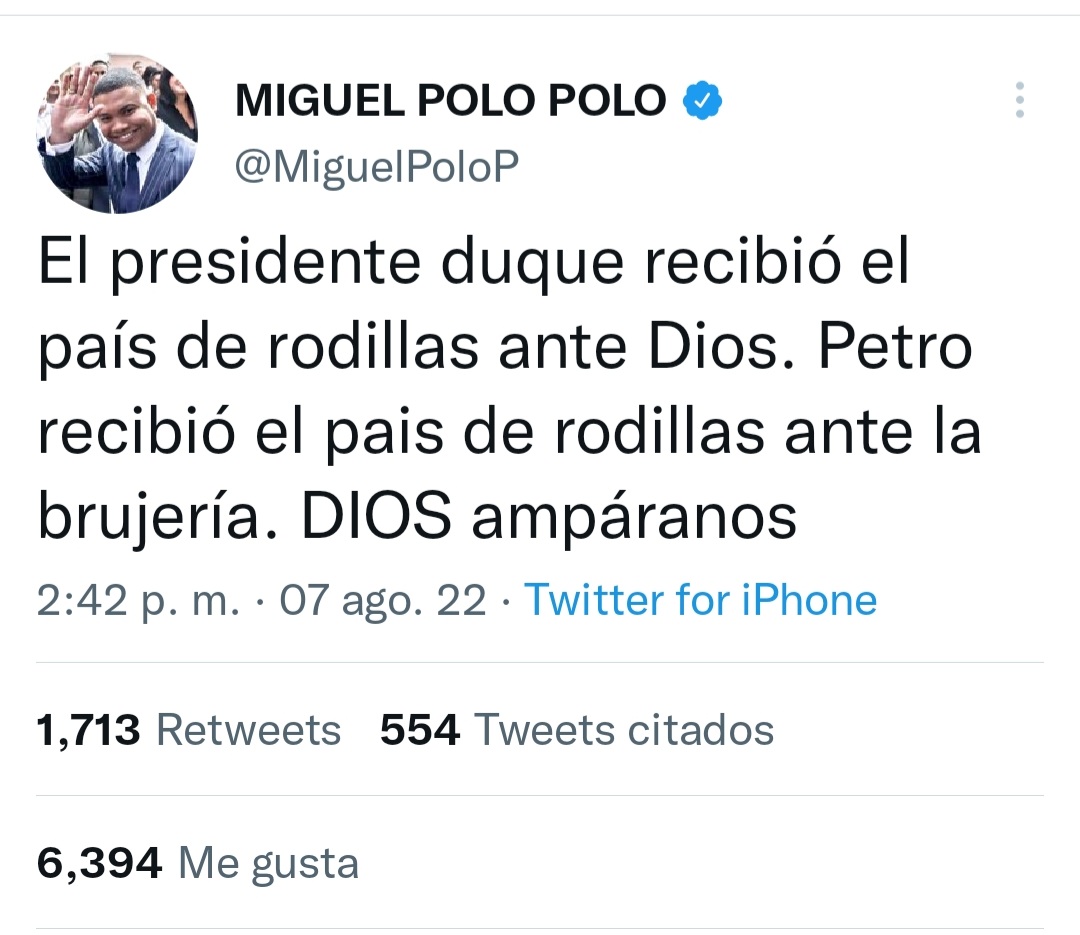 Y con ustedes.... este testigo de jehová que hará más divertidas las sesiones de la Cámara de Representantes. Gracias <a href="/MiguelPoloP/">MIGUEL ABRAHAM POLO POLO</a> un bufón queda bien en cualquier comisión. Deberían permitirle que rote por todas.