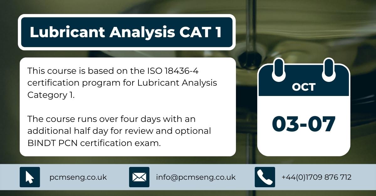 PCMSEng's tweet image. Would you like an introduction to Lubrication Analysis? Through our @bindt certified qualification you will gain a basic understanding of lubricants &amp;amp; and much more! Register today loom.ly/HIbm4Wo #Training #Qualifications #PersonalDevelopment