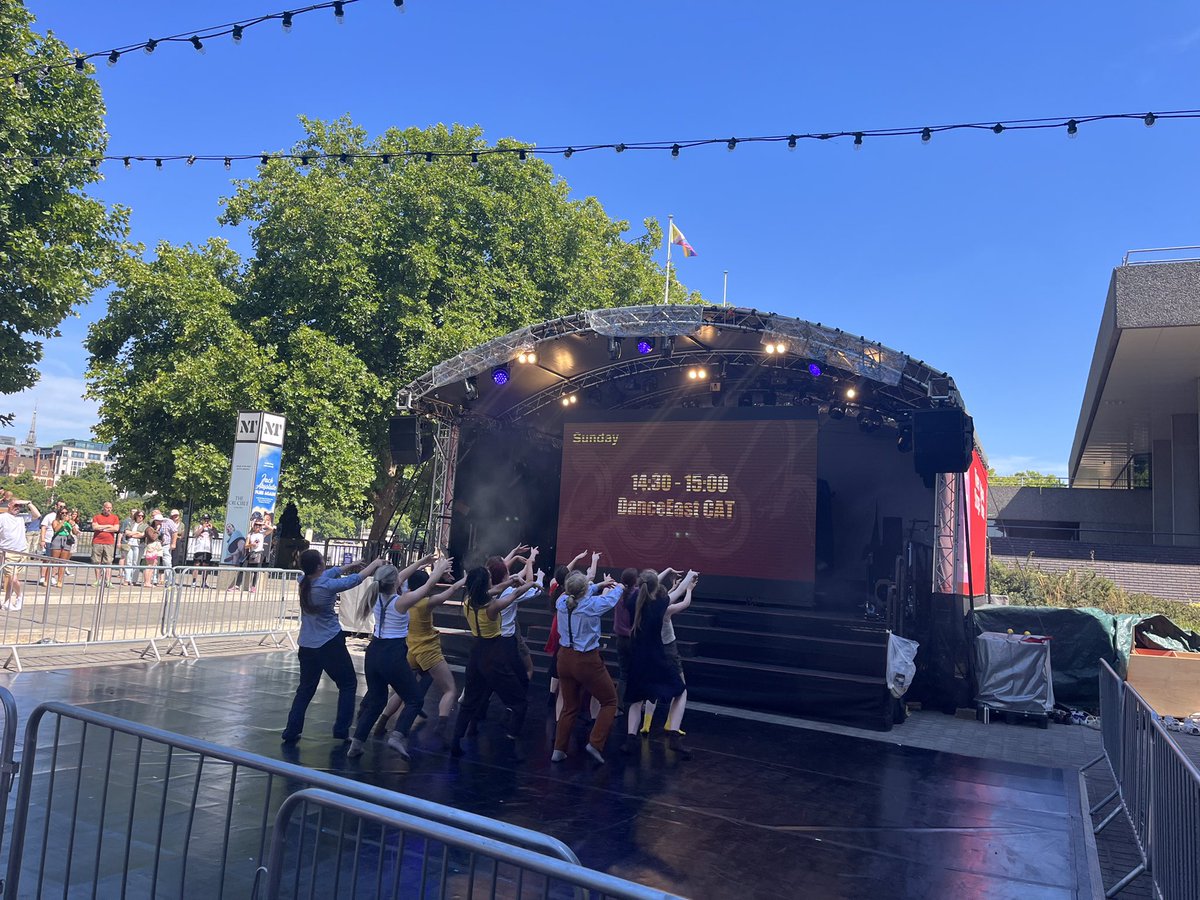 DanceEastCAT's tweet photo. Yesterday, our incredible CAT Grads performed an extract of Hofesh Shechter’s Political Mother on the @NationalTheatre’s River Stage! They smashed it 💥 Congratulations to everyone involved, and thanks to the incredible @HofeshCo! 

@dance_east @DanceCATs_news @NationalTheatre https://t.co/dDO4St7QfC