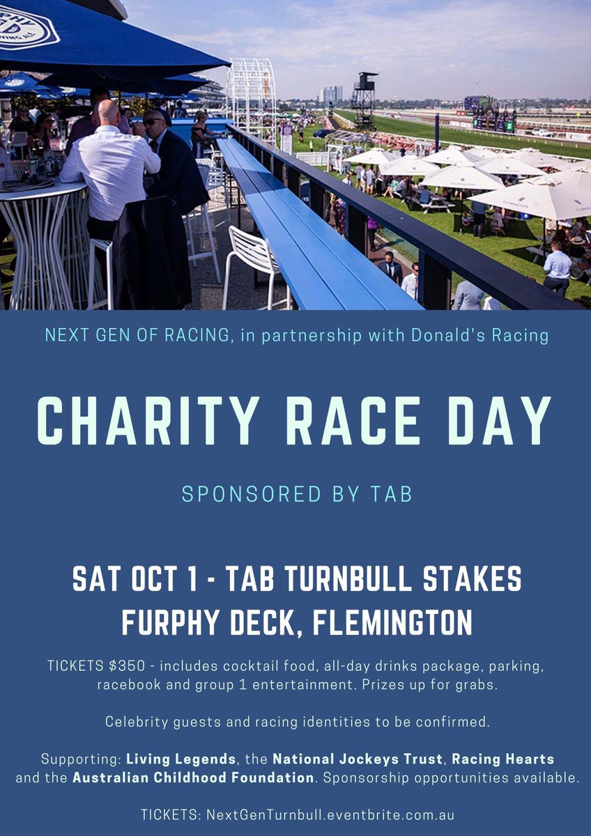 The ultimate Turnbull Stakes Day awaits this spring and all for a great cause!!  @RacingNextGen 

🎟 Get your tickets here: bit.ly/3byhHWs