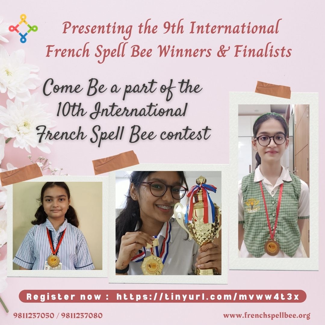 FrenchSpellBee's tweet photo. Bonjour ! Young French learners, 
Participate in the 10th International French Spell Bee Contest and start your educational adventure 

Registrations open for students from grades 4th to 12th
Visit : https://t.co/WmKAZqElTY

#French #internationalfrenchspellbee #lefrehindi https://t.co/6sLKPfdPdx